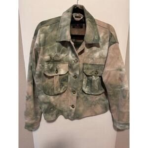 Black Label Faux Suede Tie-Dye Jacket Size‎ Medium | Cropped Baggy Fit